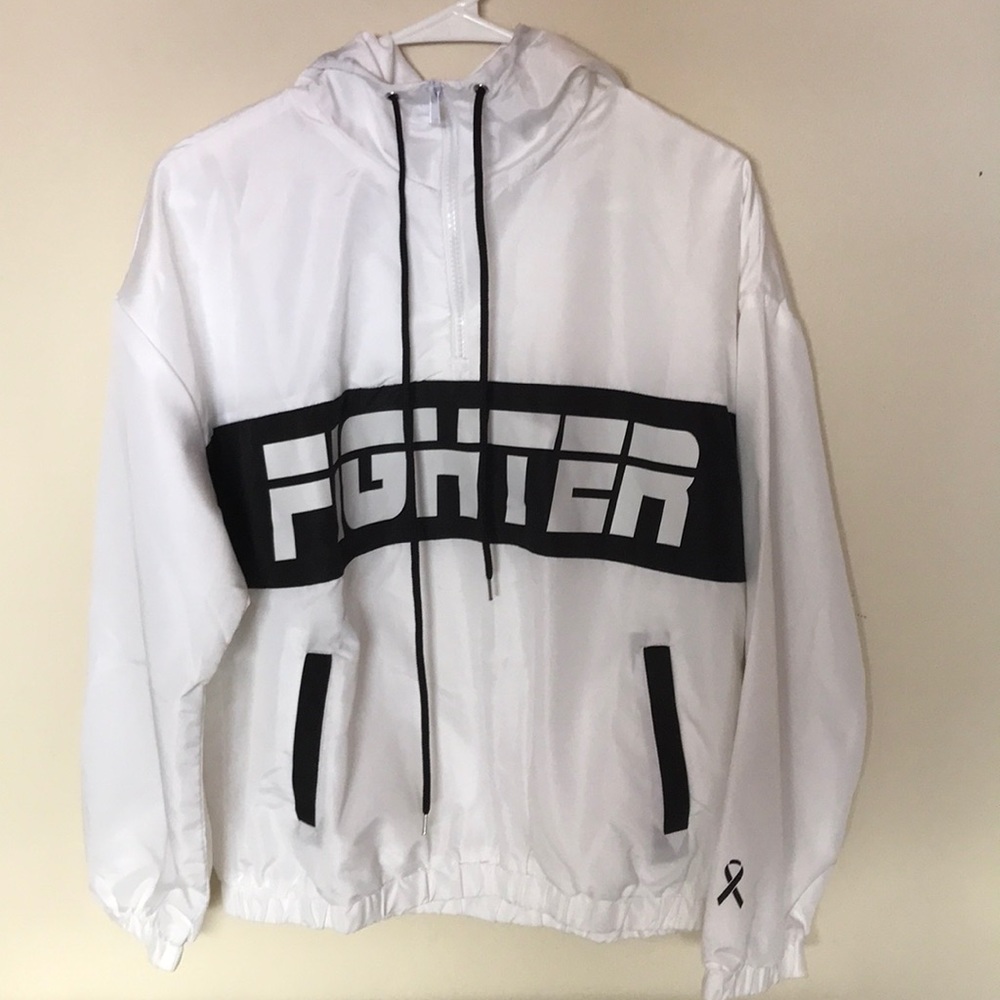White windbreaker
